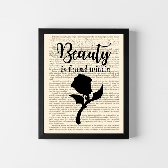 Beauty and the Beast Book Page Art Print, Book Decor, Beauty is Found Within - Picture 3 of 4